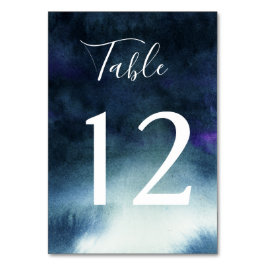 Elegant Dark Navy Blue Watercolor Ombre Tischnummer
