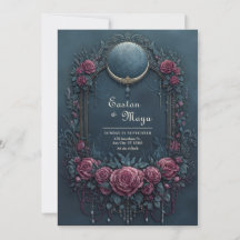 Elegant Dark Navy Burgundy Floral Evening Wedding