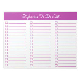 Elegant Dark Pink 8.5x11 Three Column Checklist Notizblock