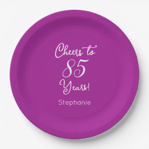 Elegant Dark Pink Cheers bis 85 Jahre 85. Geburtst Pappteller