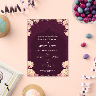 Elegant Dark Purple Acrylic Wedding Invitation Acryleinladungen