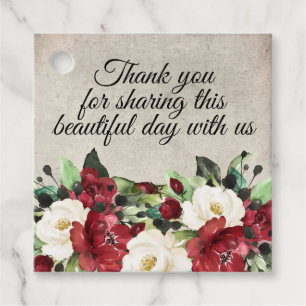 Elegant Dark Red Floral Goth Wedding Vielen Dank Geschenkanhänger