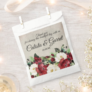 Elegant Dark Red Floral Goth Wedding Vielen Dank Geschenktütchen