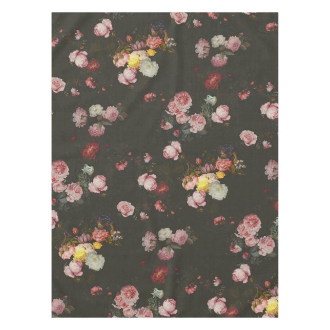 Elegant Dark Rich Blumenrosa Roses Tischdecke (Vorderseite)