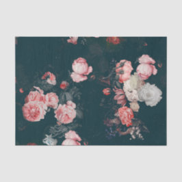 Elegant Dark Rich Dutch Floral Pink Roses Seidenpapier