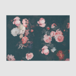 Elegant Dark Rich Dutch Floral Pink Roses Seidenpapier