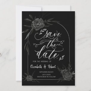 Elegant Dark Rose Black Gothic Save the Date