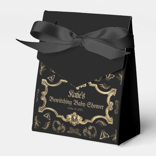 Elegant Dark Viktorianisch Gothic Baby Shower Geschenkschachtel (Vorderseite)