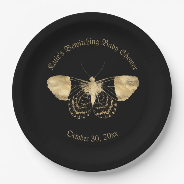 Elegant Dark Viktorianisch Gothic Baby Shower Pappteller (Vorderseite)
