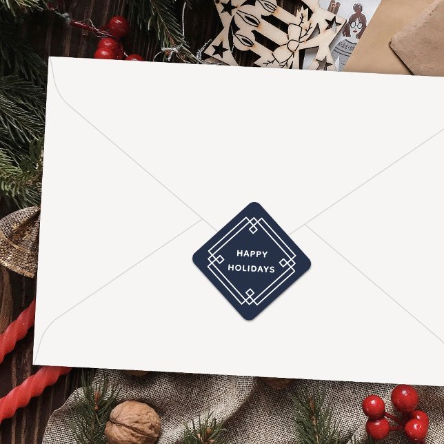 Elegant Deco Frame Happy Holidays Diagonal Sticker (Von Creator hochgeladen)