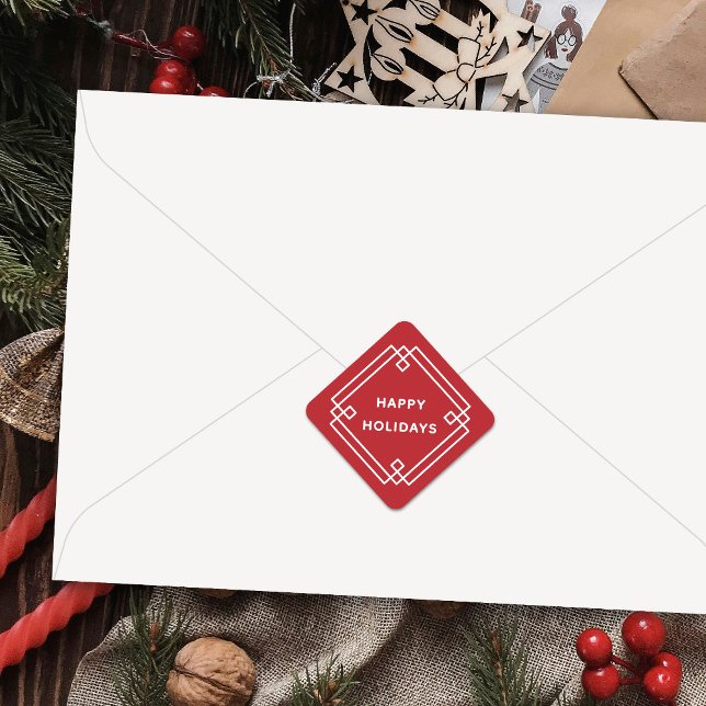 Elegant Deco Frame Happy Holidays Diagonal Sticker (Von Creator hochgeladen)