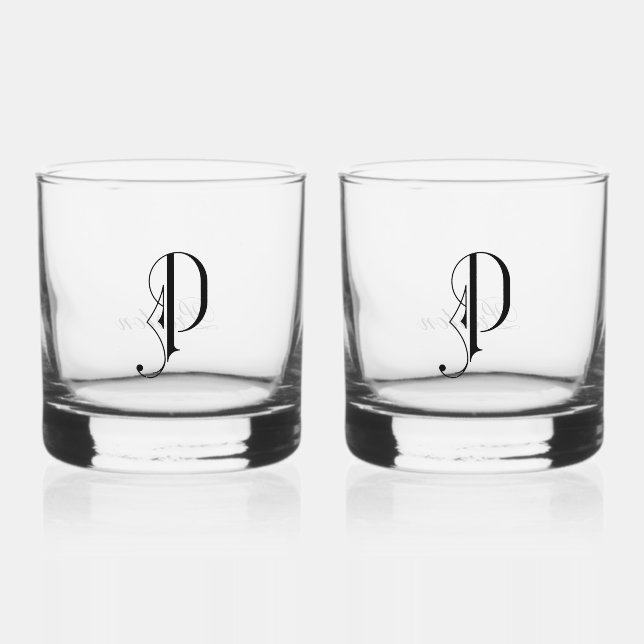 Elegant Decorative Monogramed P Whiskyglas (Vorderseite)