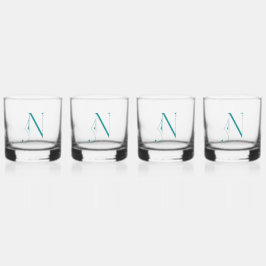 Elegant Decorative Monogrammatique Letter N Whiskyglas