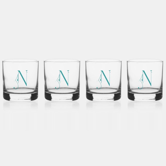 Elegant Decorative Monogrammatique Letter N Whiskyglas (Vorderseite)