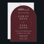 Elegant Deep Burgendy Islamic Wedding Arch Einladung<br><div class="desc">✨ ELEGANT DEEP BURGUNDY ISLAMIC WEDDING ARCH INVITATION ✨ Step into timeless elegance with this stunning Deep Burgundy Islamic Wedding Arch Invitation. The centrepiece of the design is a graceful Moorish-style arch — a classic symbol of Islamic architecture — rendered in rich, deep burgundy and adorned with intricate gold arabesque...</div>