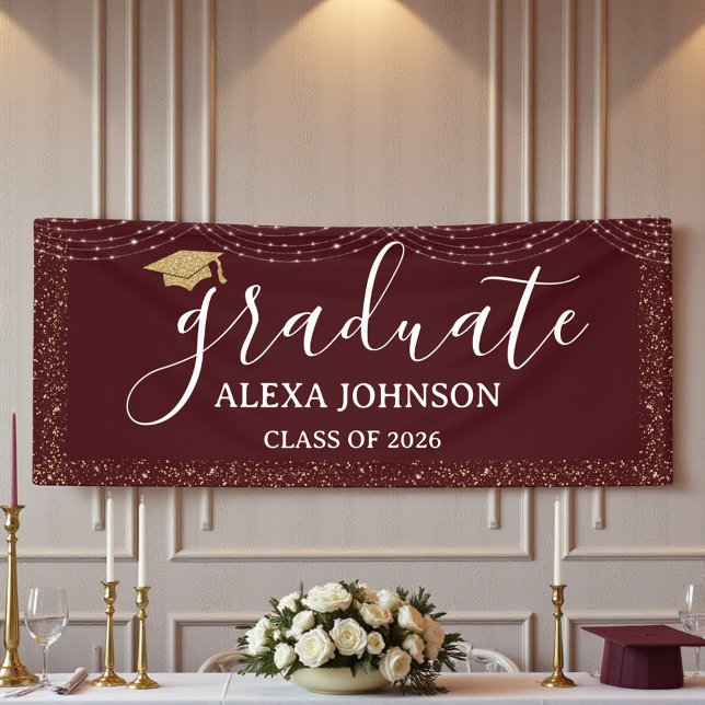 Elegant Deep Burgundy Class Of 2026 Graduate Banner (Von Creator hochgeladen)