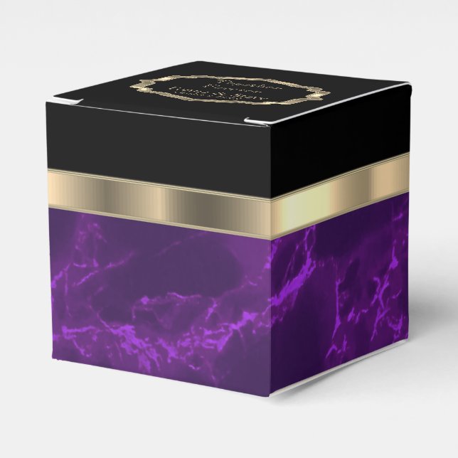 Elegant Deep Lila Marble and Gold Fevor Box Geschenkschachtel (Vorderseite)