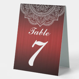 Elegant Deep Red and White Indian Paisley Wedding Tischaufsteller