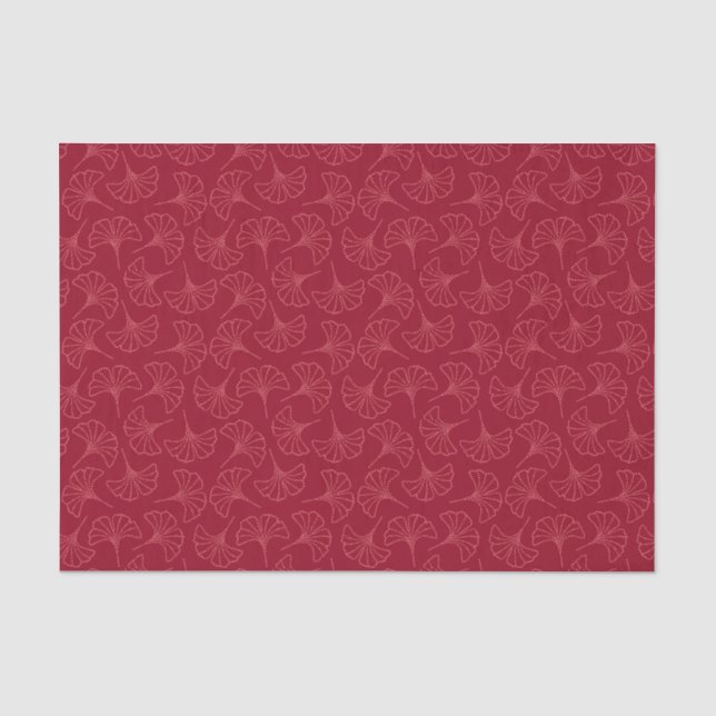 Elegant Deep Red Japanese Ginkgo Blätter Seidenpapier (Vorderseite)