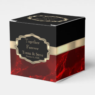Elegant Deep Red Marble and Gold Fevor Box Geschenkschachtel
