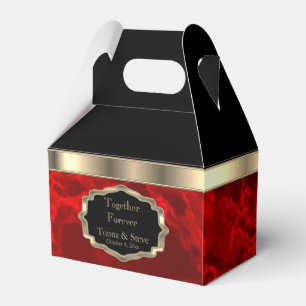 Elegant Deep Red Marble and Gold Fevor Box Geschenkschachtel