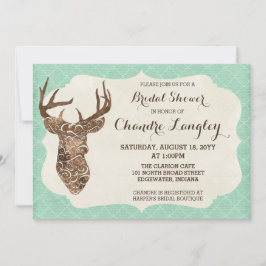 Elegant Deer Antlers Rustic Country Brautparty Einladung