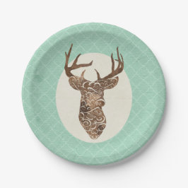 Elegant Deer Antlers Rustic Country Wedding Pappteller