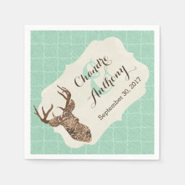 Elegant Deer Antlers Rustic Country Wedding Serviette