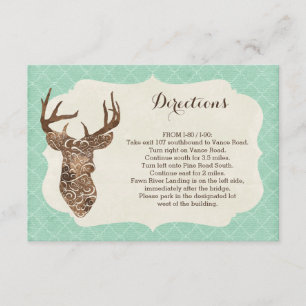 Elegant Deer Antlers Rustikale Landrichtungen Begleitkarte