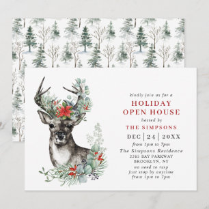 Elegant Deer Christmas HOLIDAY OPEN HOUSE Einladung