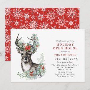 Elegant Deer Christmas HOLIDAY OPEN HOUSE Einladung