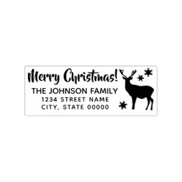 Elegant Deer Silhouette Frohe Weihnachtsadresse Gummistempel