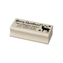 Elegant Deer Silhouette Frohe Weihnachtsadresse Gummistempel