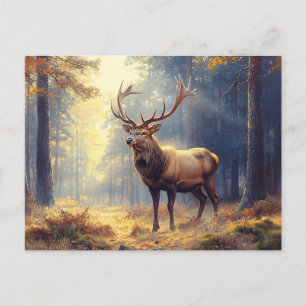 Elegant Deer Stag im Wald Postkarte
