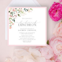 Élégant déjeuner floral rose Invitation