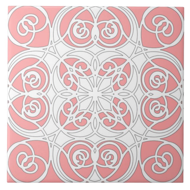 Elegant, dekorativ, modern, pastellrosa, weiß fliese (Vorderseite)