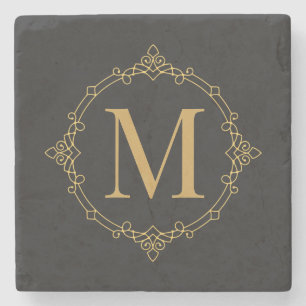 Elegant dekoriert Golden RF Mit Monogramm Steinuntersetzer