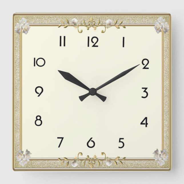 elegant dekoriert quadratische wanduhr (Vorderseite)