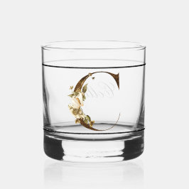Elegant dekoriert Schwarzes Monogramm C Whiskyglas
