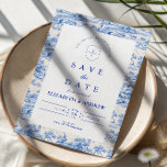 Elegant Delft Blue Chinoiserie Wedding Save The Date<br><div class="desc">An elegant blue and white chinoiserie design inspired by classic Delft porcelain patterns. The intricate floral border surrounds a clean central panel, creating a refined and timeless look for sophisticated wedding celebrations. Delicate European toile-style artwork combined with crisp navy typography gives the design a heritage aesthetic reminiscent of fine porcelain...</div>