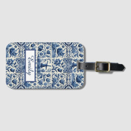 Elegant Delft Tiles Personalisiert Gepäckanhänger
