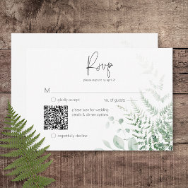 Elegant Delicate Greenery Ferns QR Code RSVP Karte