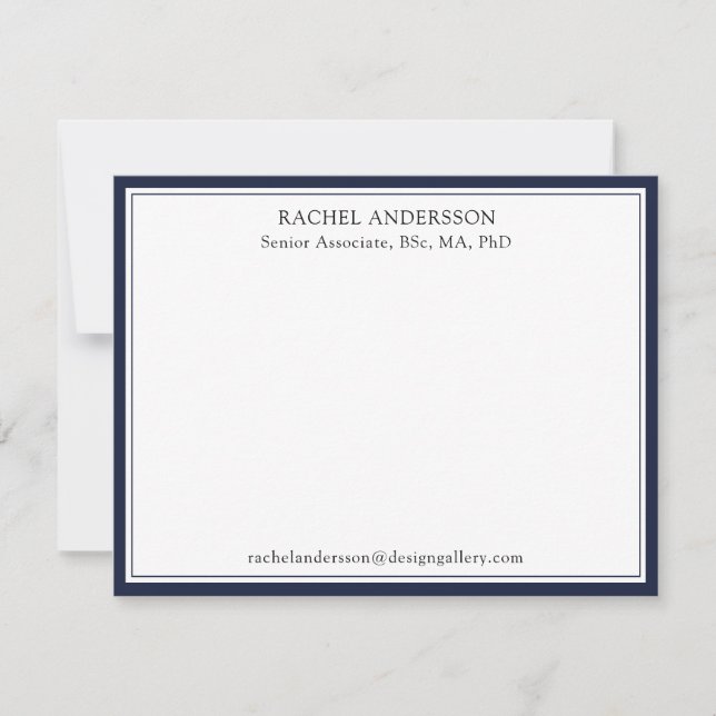 Elegant Denim Blue Beruflich Correspondence Mitteilungskarte (Vorderseite)