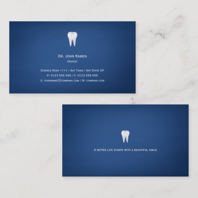 Elegant Dental | Blau Visitenkarte (Vorne/Hinten)