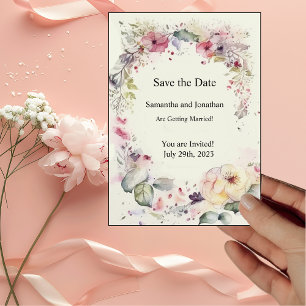 Elegant der Ring-Blume Wasserfarbe Save the Date Einladung