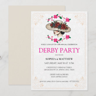 Elegant Derby Party Invitation with Gold Horseshoe