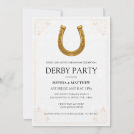 Elegant Derby Party Invitation with Gold Horseshoe Einladung