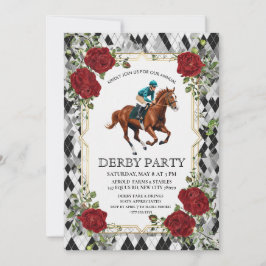 Elegant Derby Party Invitation with Horse Racing I Einladung