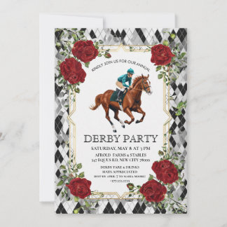 Elegant Derby Party Invitation with Horse Racing I Einladung