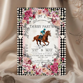 Elegant Derby Party Invitation with Horse Racing I Einladung